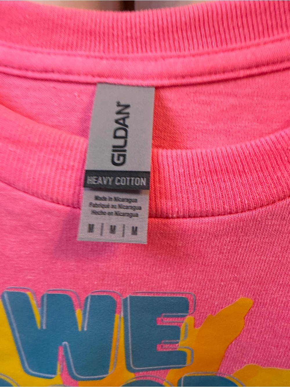 Gildan Gray Short Sleeve Tee with Pink Graphic - Picture 2 of 6
